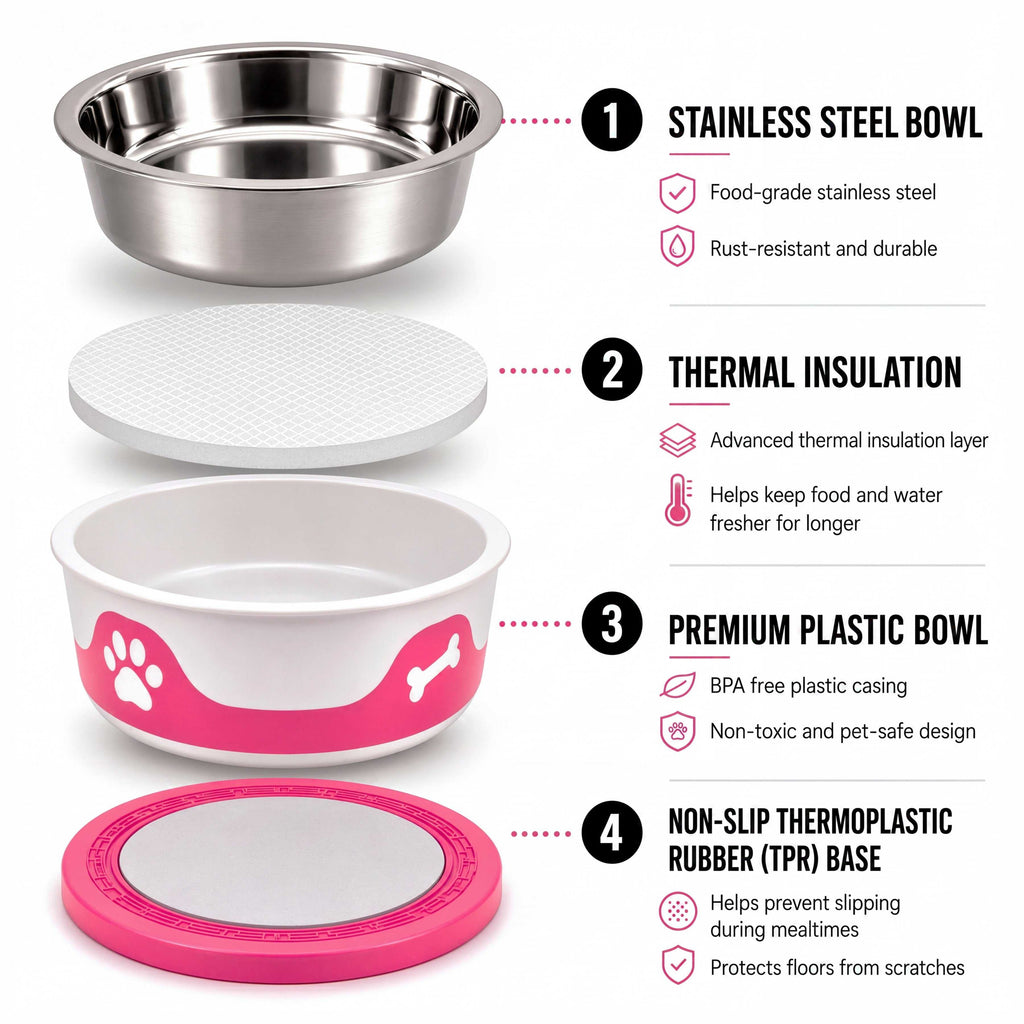 ThermaCool Dog Bowl - Hot Pink