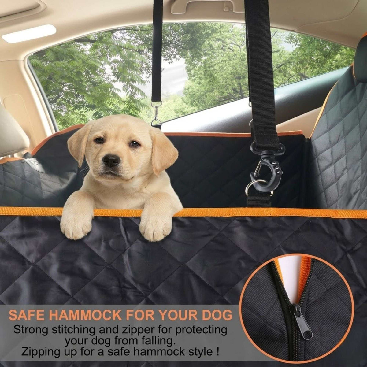 Waterproof Dog Car Seat Cover Hammock Black Nylon
