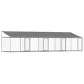 NNEVL Dog Cage with Roof and Doors Grey 8x2x2 m Galvanised Steel