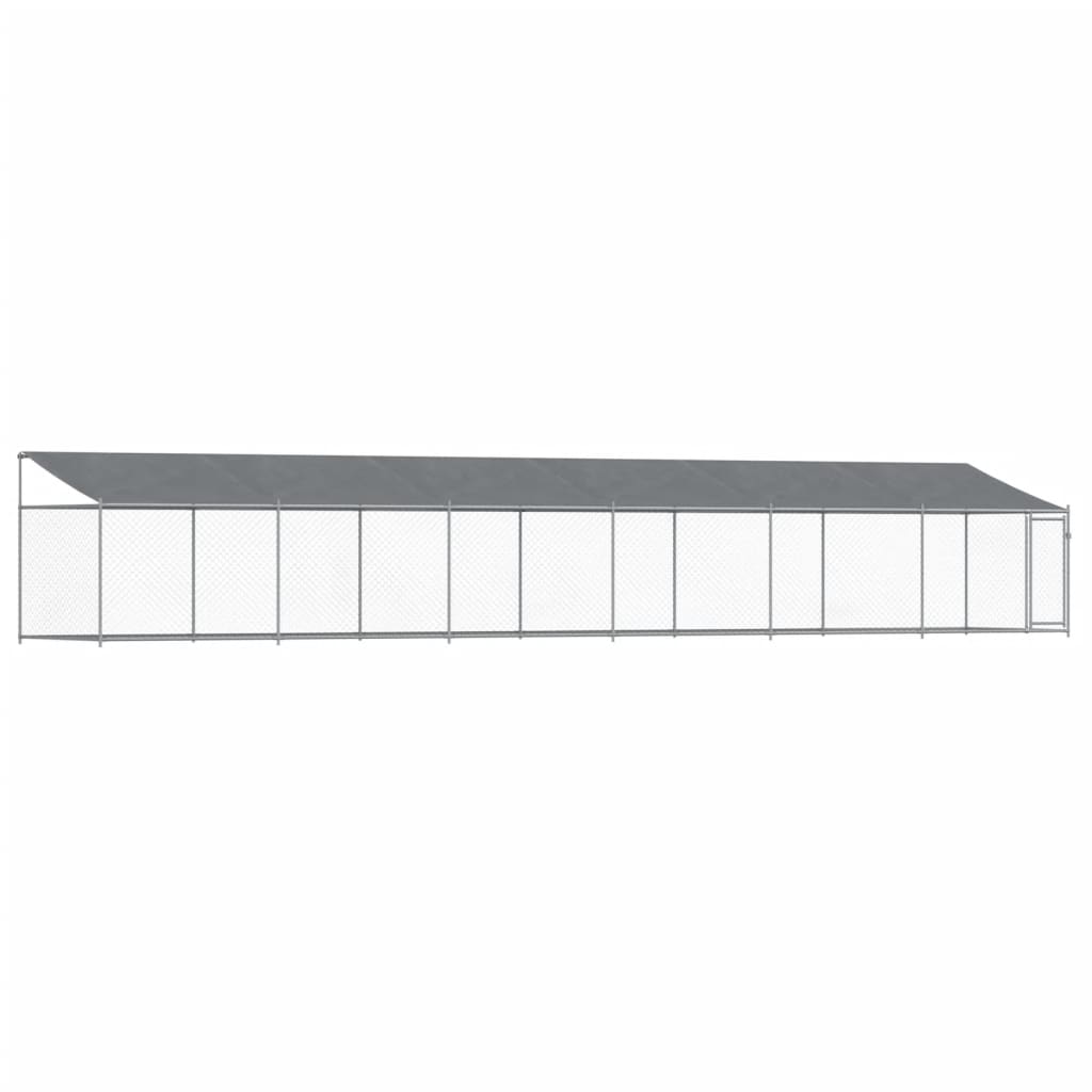 NNEVL Dog Cage with Roof and Door Grey 12x2x2 m Galvanised Steel