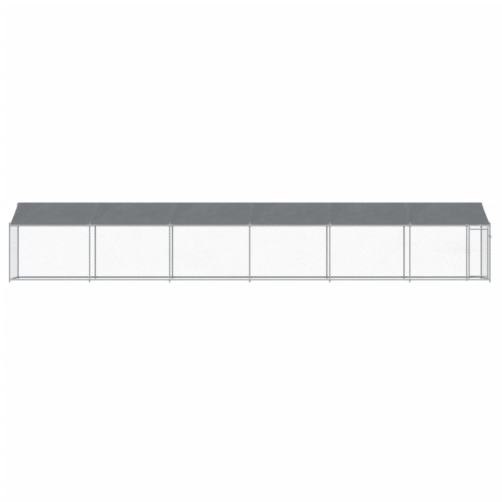 NNEVL Dog Cage with Roof and Door Grey 12x2x2 m Galvanised Steel