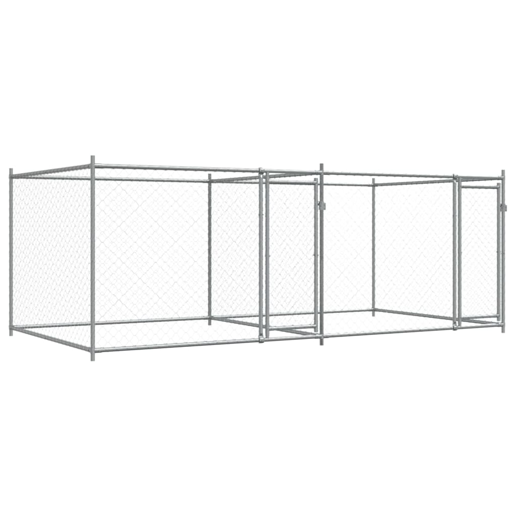 NNEVL Dog Cage with Doors Grey 4x2x1.5 m Galvanised Steel
