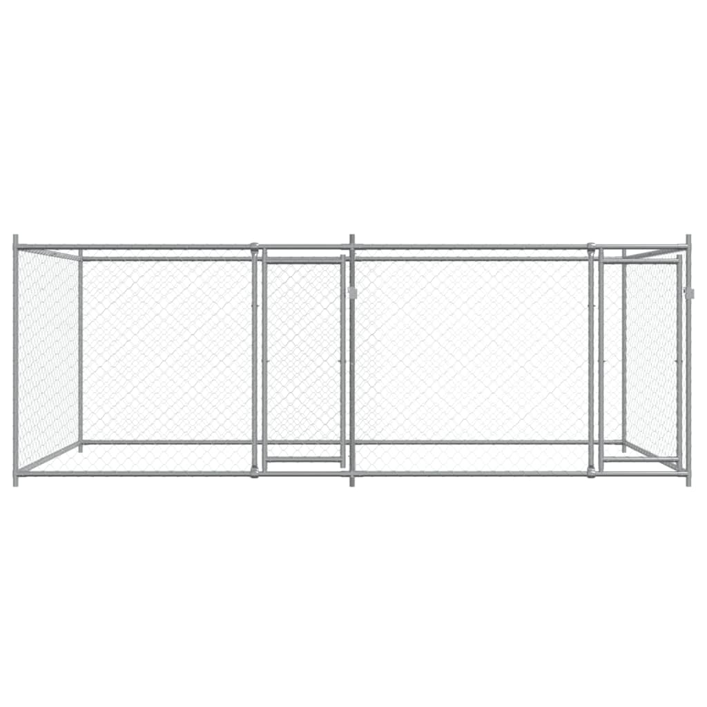 NNEVL Dog Cage with Doors Grey 4x2x1.5 m Galvanised Steel