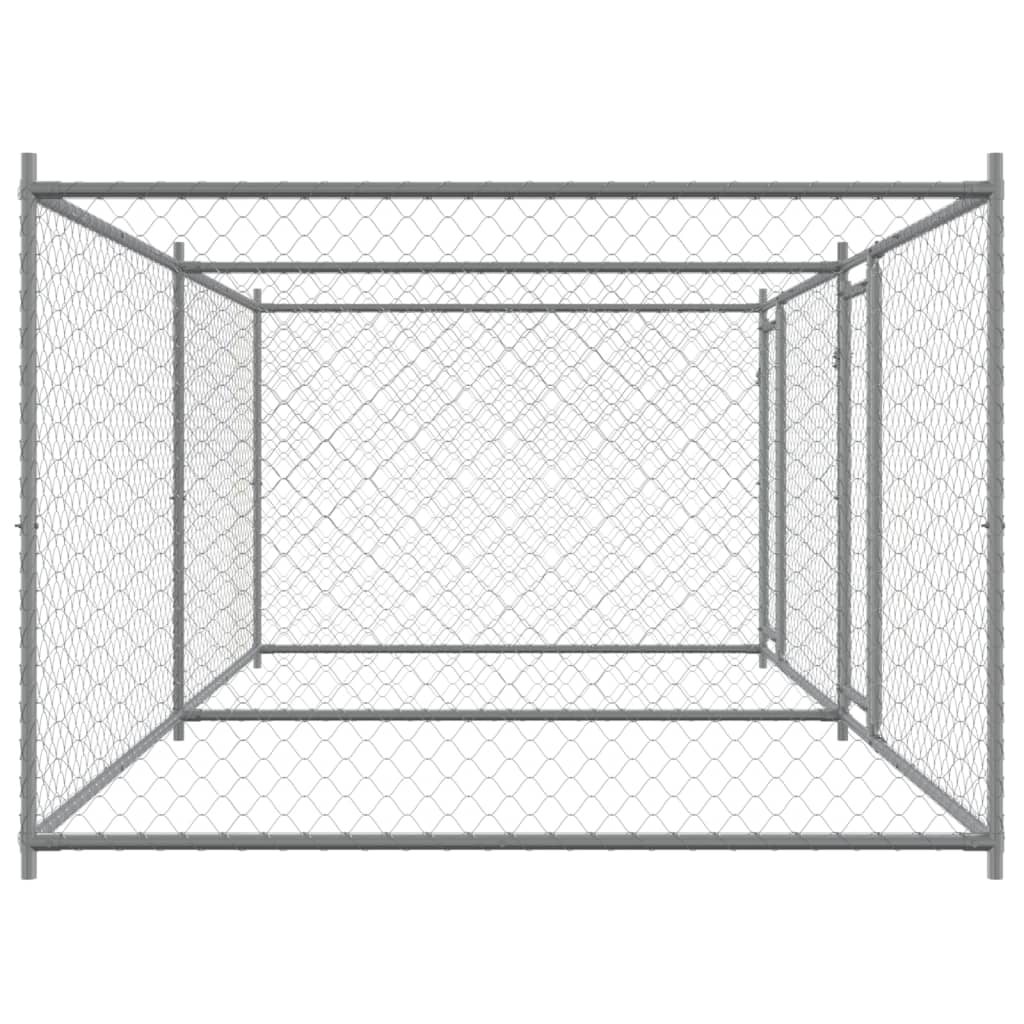 NNEVL Dog Cage with Doors Grey 4x2x1.5 m Galvanised Steel