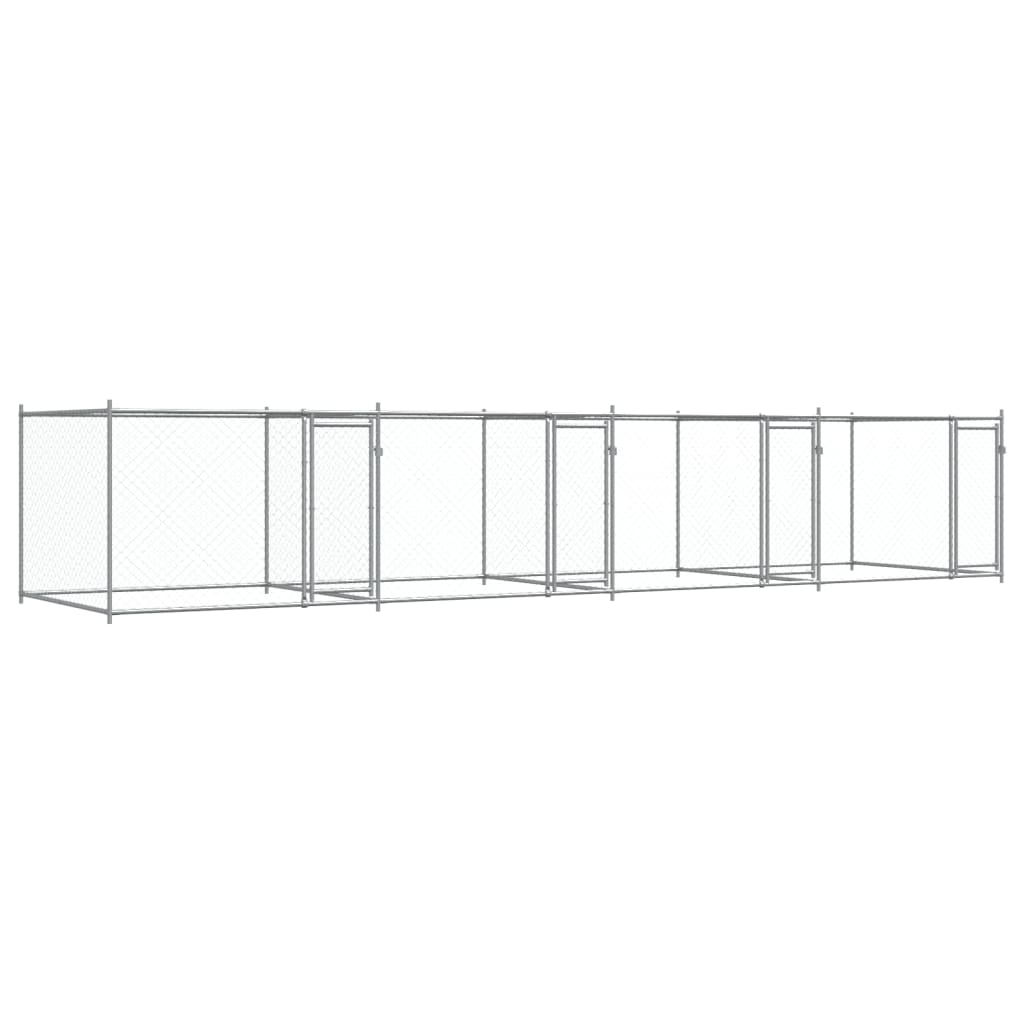 NNEVL Dog Cage with Doors Grey 8x2x1.5 m Galvanised Steel