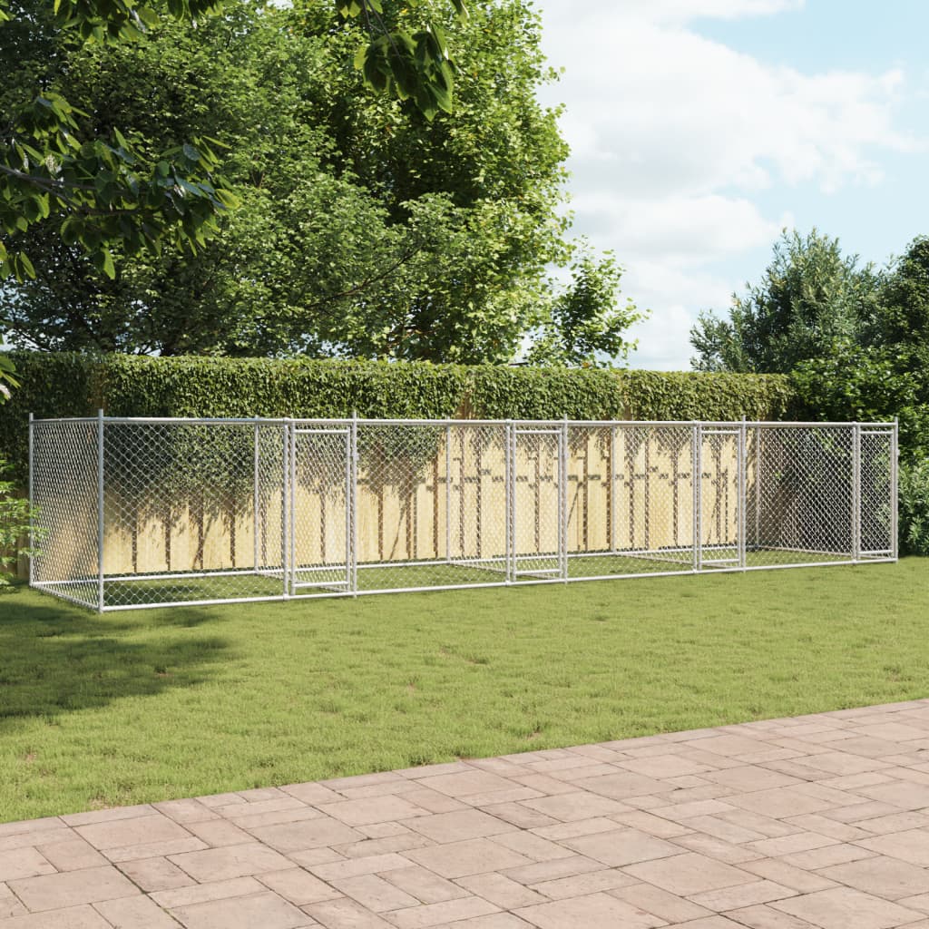 NNEVL Dog Cage with Doors Grey 8x2x1.5 m Galvanised Steel