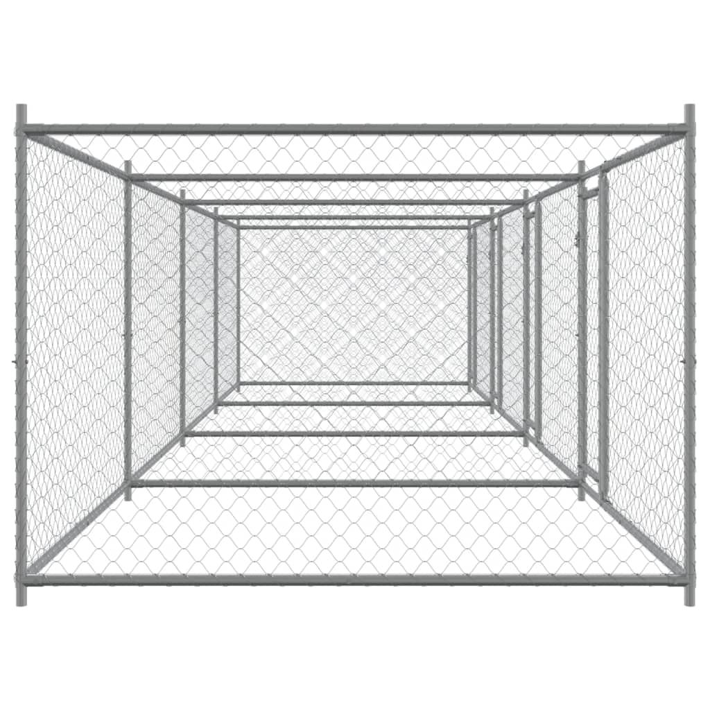 NNEVL Dog Cage with Doors Grey 8x2x1.5 m Galvanised Steel