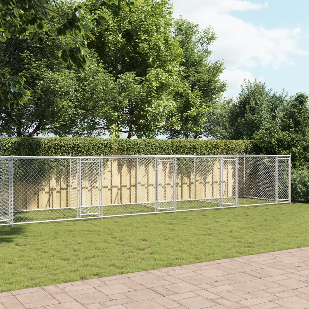 NNEVL Dog Cage with Doors Grey 10x2x1.5 m Galvanised Steel