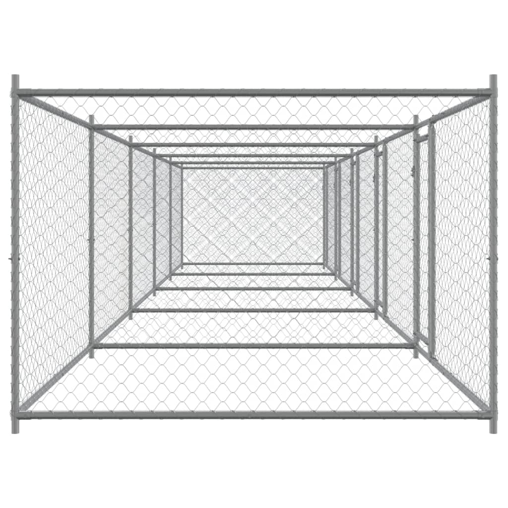 NNEVL Dog Cage with Doors Grey 10x2x1.5 m Galvanised Steel