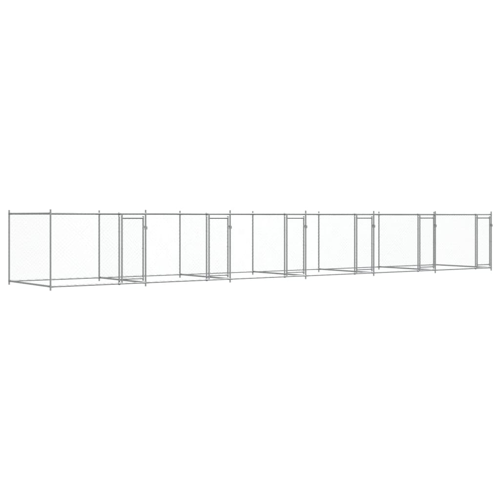 NNEVL Dog Cage with Doors Grey 12x2x1.5 m Galvanised Steel