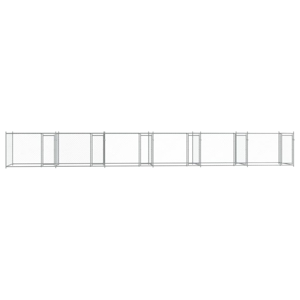 NNEVL Dog Cage with Doors Grey 12x2x1.5 m Galvanised Steel