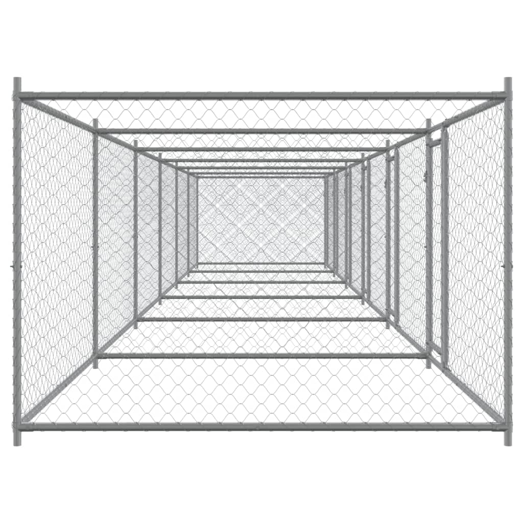 NNEVL Dog Cage with Doors Grey 12x2x1.5 m Galvanised Steel