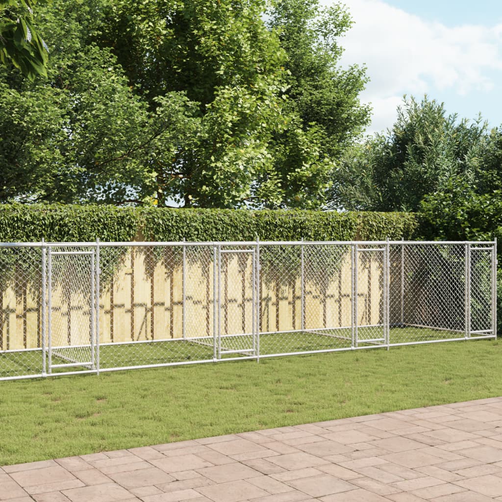 NNEVL Dog Cage with Doors Grey 12x2x1.5 m Galvanised Steel