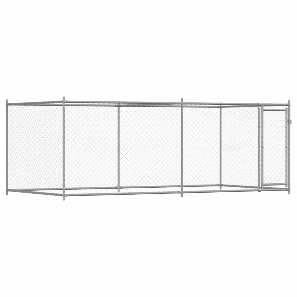 NNEVL Dog Cage with Door Grey 4x2x1.5 m Galvanised Steel