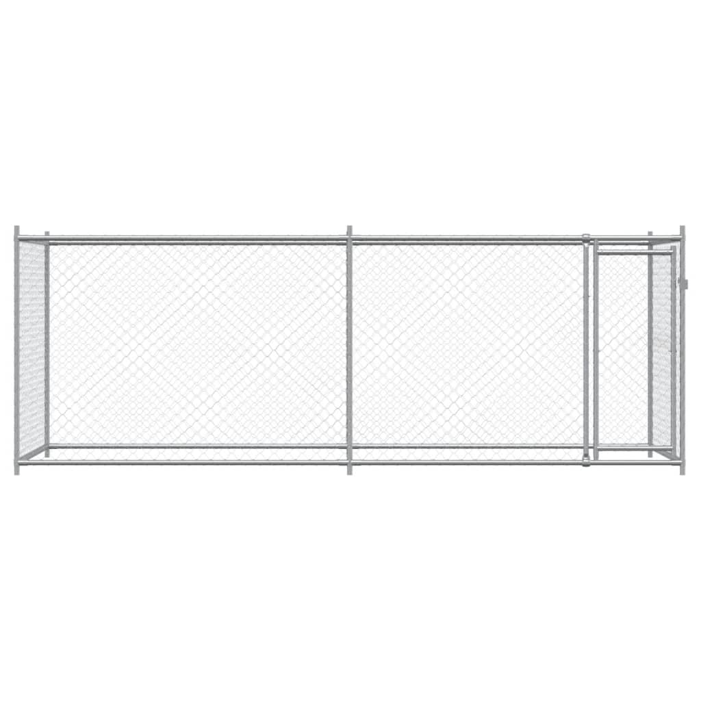 NNEVL Dog Cage with Door Grey 4x2x1.5 m Galvanised Steel