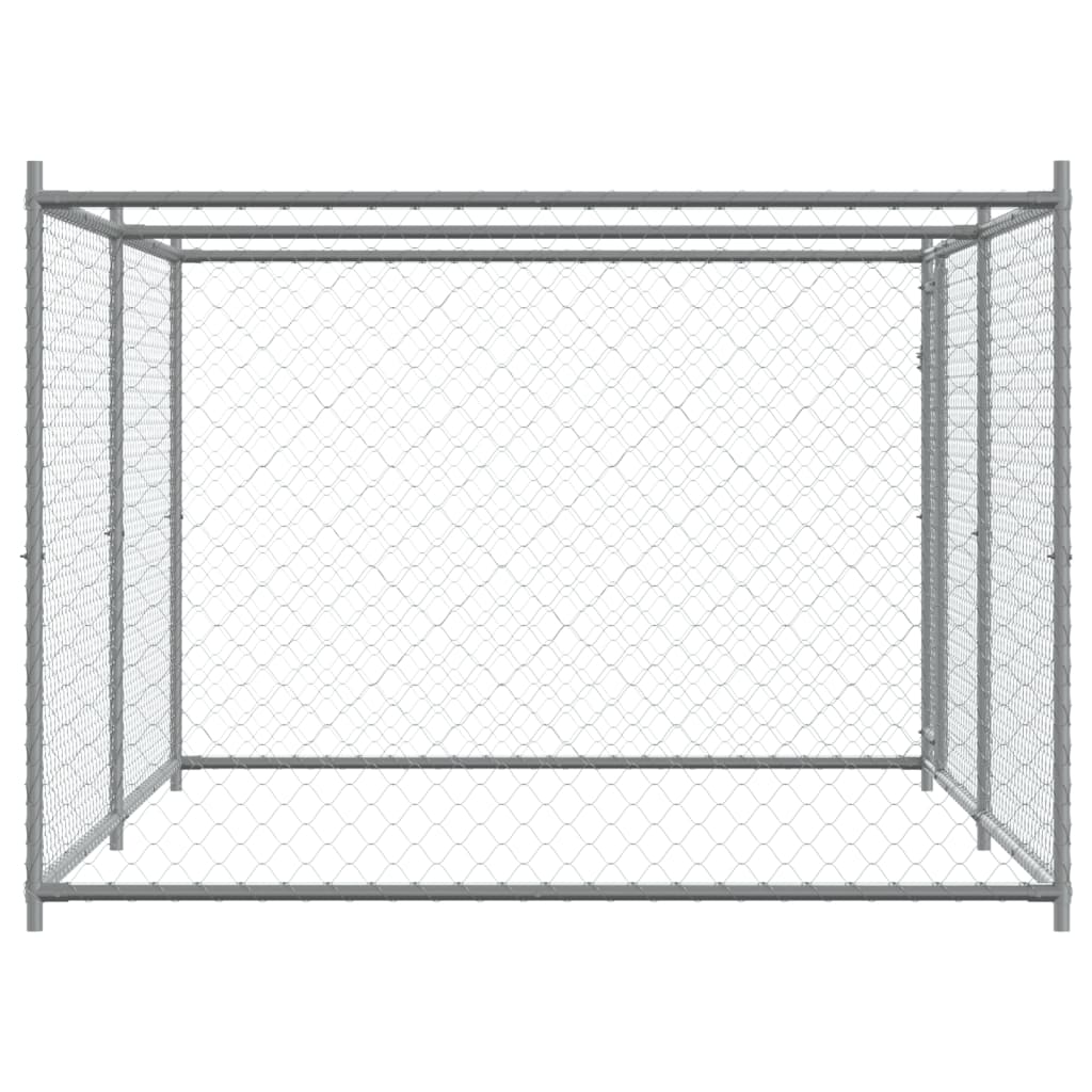 NNEVL Dog Cage with Door Grey 4x2x1.5 m Galvanised Steel