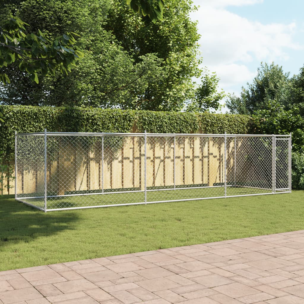 NNEVL Dog Cage with Door Grey 6x2x1.5 m Galvanised Steel