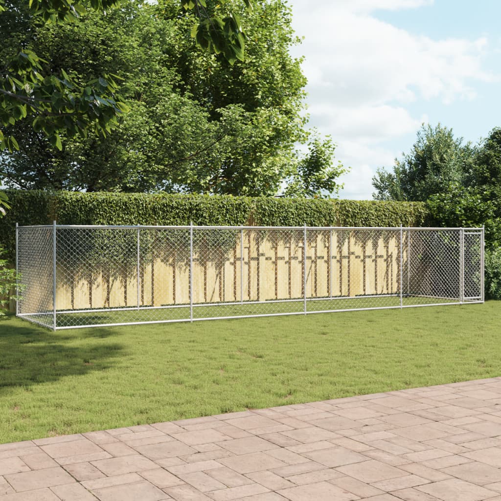 NNEVL Dog Cage with Door Grey 8x2x1.5 m Galvanised Steel