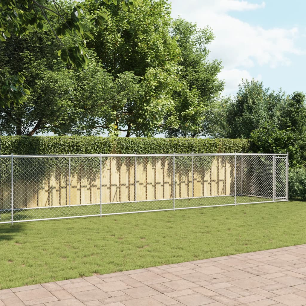 NNEVL Dog Cage with Door Grey 12x2x1.5 m Galvanised Steel