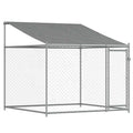 NNEVL Dog Cage with Roof and Door Grey 2x2x2 m Galvanised Steel