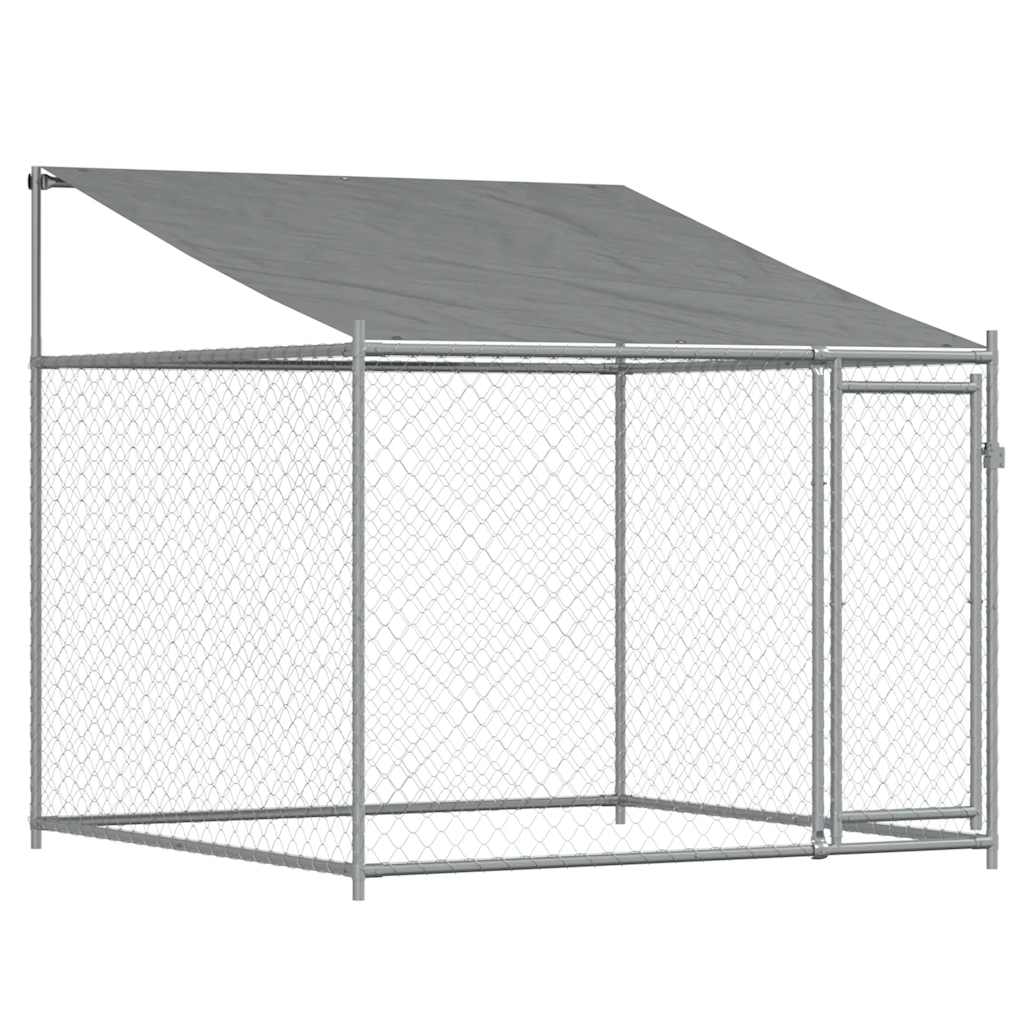 NNEVL Dog Cage with Roof and Door Grey 2x2x2 m Galvanised Steel