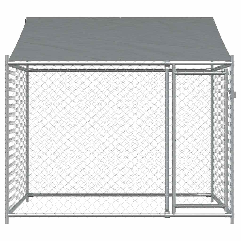 NNEVL Dog Cage with Roof and Door Grey 2x2x2 m Galvanised Steel
