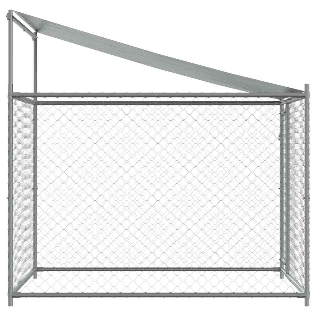 NNEVL Dog Cage with Roof and Door Grey 2x2x2 m Galvanised Steel