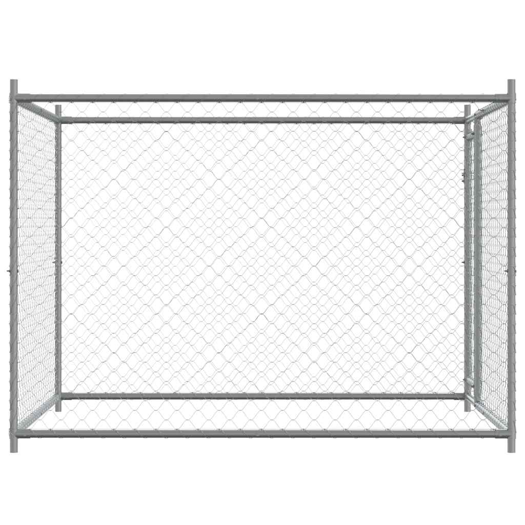 NNEVL Dog Cage with Door Grey 2x2x1.5 m Galvanised Steel