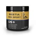 Dog Food Supplement in black and gold container labeled BESTIA DOG SPORT DS+ for all ages puppies and adult dogs.