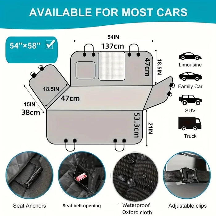 Waterproof Dog Car Seat Cover Scratch-Resistant Protector Black