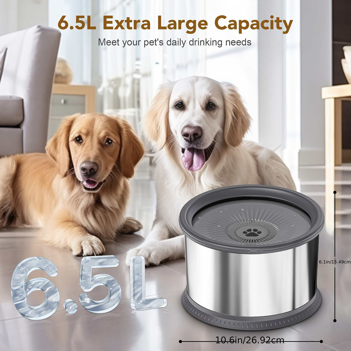 Extra Large Spill-Proof Dog Water Bowl