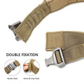 Tactical Dog Collar in khaki nylon with metal buckle, hook and loop fastener, durable and adjustable for secure fit