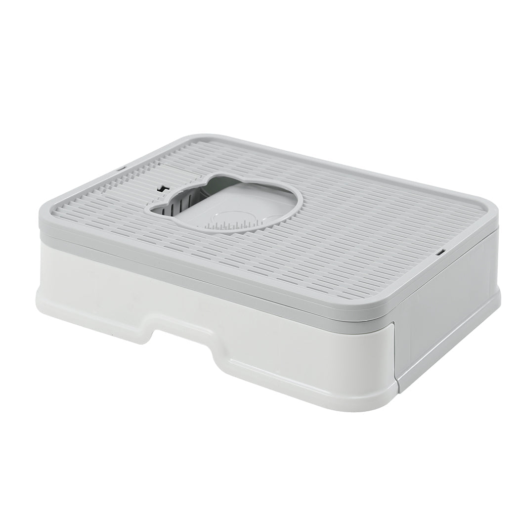 NNEIDS PaWz Foldable Cat Litter Box Tray Enclosed Grey
