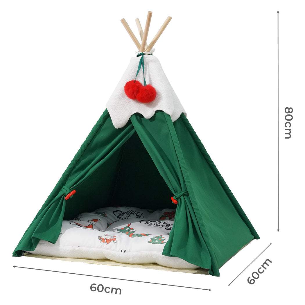 Pawz Pet Tent Dog Cat Tent Bed Washable Indoor Green