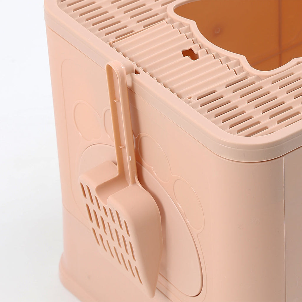 NNEIDS PaWz Foldable Cat Litter Box Tray Enclosed Pink